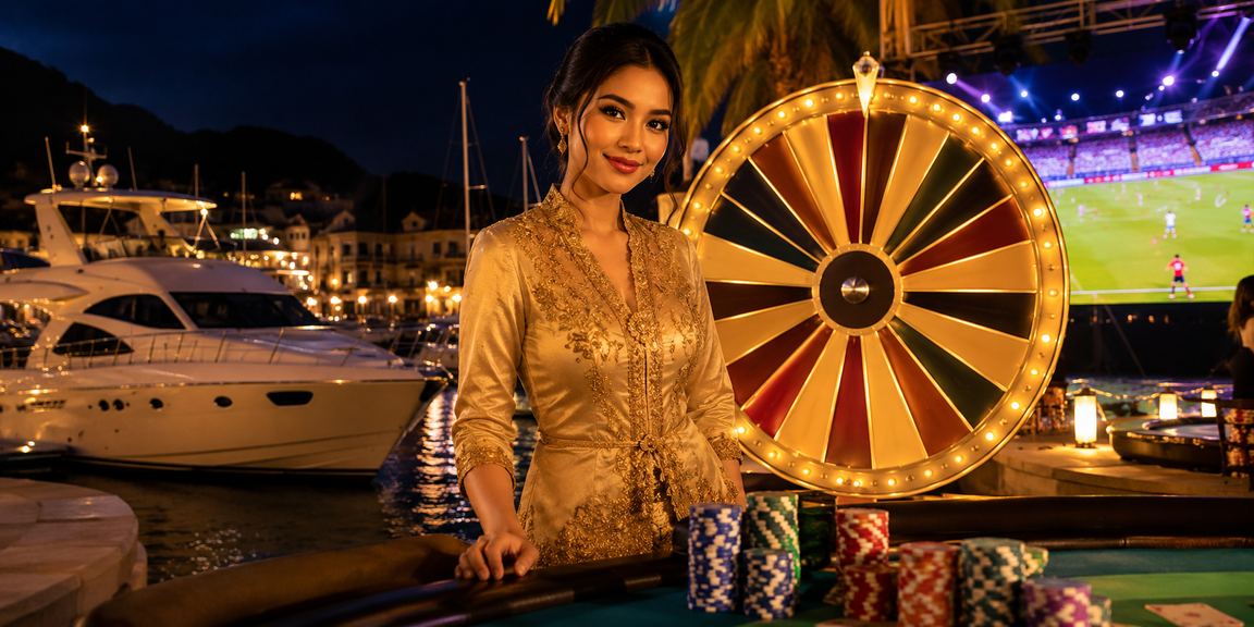 Pertaruhan bola sepak Langkawi dengan latar kebaya dalam gaya tradisional Malaysia